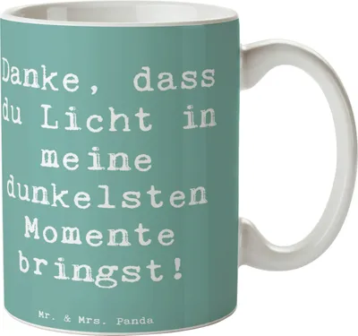 Produktbild von Mr. & Mrs. Panda Tasse Spruch Herztherapeut Licht - Meeresbrise - Geschenk, Danke sagen, Teetasse, Keramiktasse, schwierige Zeiten, Dankbarkeit, bringen, Aufmerksamkeit