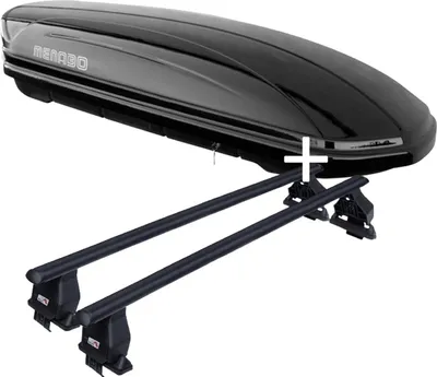 Produktbild von Dachbox VDPMAA320 320 Liter abschließbar schwarz + Dachträger Menabo Tema kompatibel mit Ford S-Max II 5 Türer ab 15