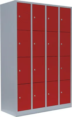 Produktbild von Schließfachschrank Wertfachschrank Fächerschrank Spind 16 Fächer grau/rot 520444