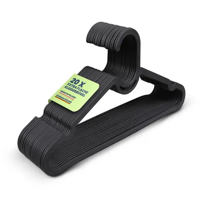 Zdjęcie produktu dla Pro Home wieszak na ubrania 20 sztuk - wieszak oszczędzający miejsce (grubość: 4 mm) - wytrzymały wieszak na spodnie - wyprodukowany w UE - solidny wieszak z tworzywa sztucznego