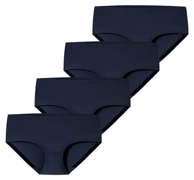 Image de Schiesser, lot de 4 culottes invisibles en coton pour femmes, couleur bleu nuit, taille 42