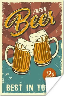 Produktbild von MuchoWow® Poster Mancave - Bierkrug - Vintage - Zitate 120x180 cm - Kunstposter