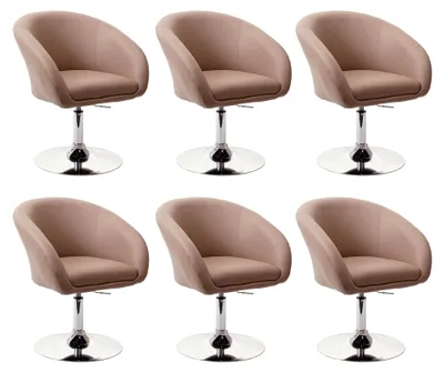 Produktbild von 6er-Set Esszimmerstuhl, Küchenstuhl Drehstuhl Loungesessel, drehbar höhenverstellbar - Kunstleder Taupe