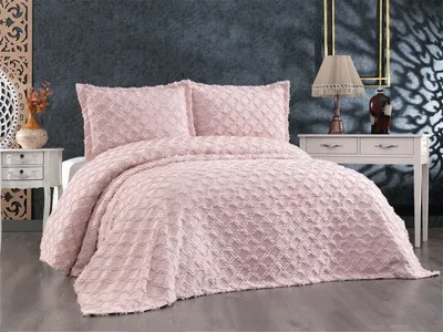 Zdjęcie produktu dla L'Essentiel Linge de Maison, Harem - Powder, podwójny komplet narzut, pudrowy, 100 % CHENILLE, 240 x 260 cm