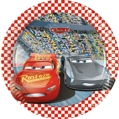 Image de Assiette en papier Assiette en papier Party Tasse Cars 8 pièces Godan