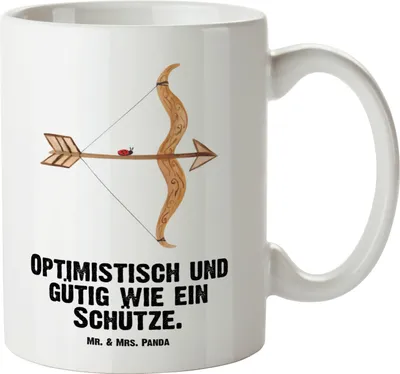 Produktbild von Mr. & Mrs. Panda Teepott Sternzeichen Schütze - Weiß - Geschenk, Haferl, Keramiktasse, Geburtstag November, Pott, Schützenfest, steingut tasse, jumbotasse, Dezember