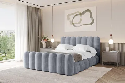 Produktbild von ALTDECOR Polsterbett mit Bettkasten - SORA-Z 200x200 Grau  , FußteilBett mit Matratze H3/H4, Kopfteil und Fußteil, Boxbett, Doppelbett mit Stauraum