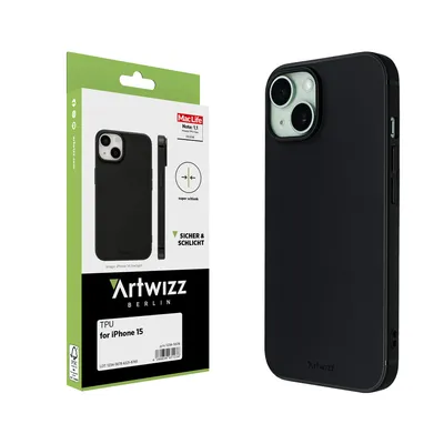 Produktbild von ARTWIZZ TPU Case für iPhone 15 - Robuste Elastische Hülle mit matter Rückseite - Schwarz