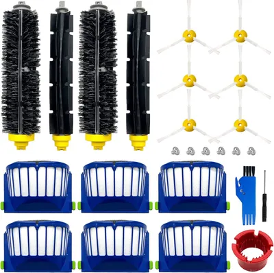 A collection of cleaning accessories for a robot vacuum cleaner.