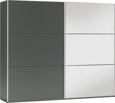 Obrázek produktu pro BETTSO Dvoudveřová velká šatní skříň GOVI 250 graphite se zrcadlem a zásuvkami do ložnice