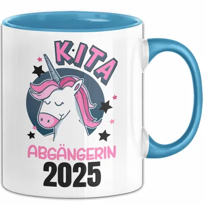 Produktbild von Trendation - Kita Abgängerin 2022 Schulstart Tasse Geschenk Mädchen Einschulung Schulanfang Erster Schultag Idee (Blau)