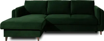 Image de Lisa Design Brooke - canapé d'angle gauche - convertible avec coffre - 4 places - en velours , Vert