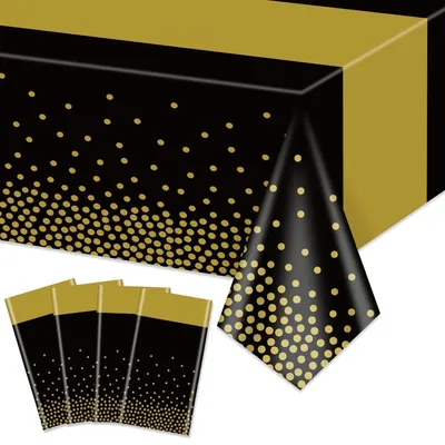 Produktbild von Tischdecken rechteckig 220 x 130 cm Schwarz Gold 4 Stück