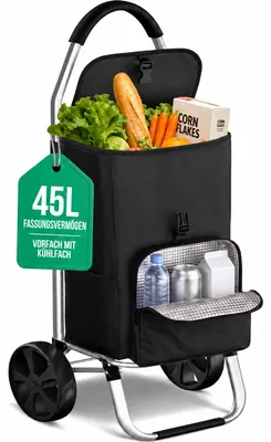 Produktbild von Avalo Einkaufstrolley mit Kühlfach - Zusammenklappbar - Herausnehmbare Einkaufstasche - Einkaufswagen
