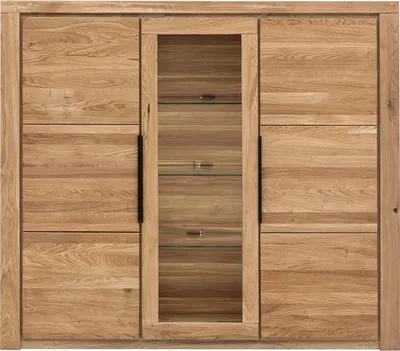 Produktbild von home24 Highboard - Eiche Teilmassiv - Eiche / Eiche Nachbildung