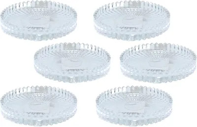 Imagen del producto de Soporte para velas / base para velas / portalápices para velas / posavasos de vidrio, juego de 6 unidades, redondos, transparentes, dimensiones (alto/diámetro) aproximadamente 1,5 x 10 cm
