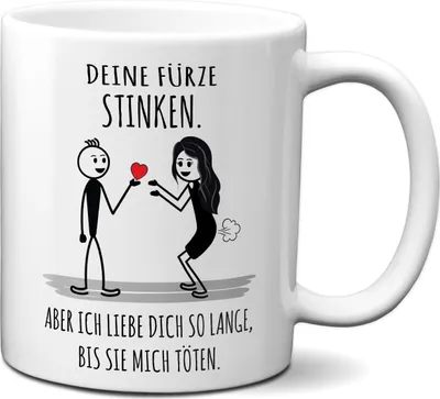 Produktbild von TassenKing Tasse Deine Fürze stinken ich liebe Dich trotzdem Liebestasse Geschenk für Frau oder Freundin Frauen lustig (weiß)