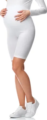 Image de Be Mammy leggings courts de grossesse en coton BE20-228 (blanc, XL)