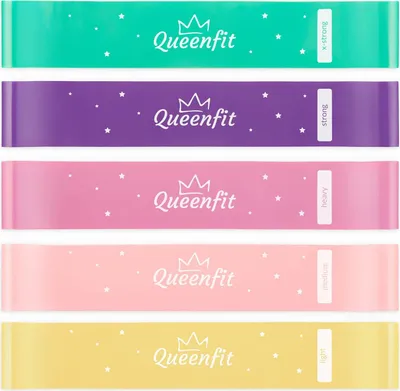 Produktbild von Queenfit® Theraband Set - 5 Stück 0.5-30kg - Fitnessbänder, Resistance Bands, Widerstandsbänder, Gymnastikband - Yoga, Pilates, Krafttraining, Fitness