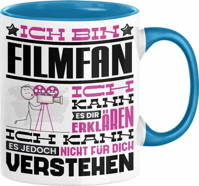 Produktbild von Filmfan Geschenk Kaffee-Tasse Geschenkidee für Filmfan Ich Bin Filmfan Ich Kann Es Dir Erklären Jedoch Nicht Für Dich Verstehen Spruch Lustig (Blau)
