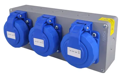 Produktbild von Steckdosenverteiler 3x Schuko 230V | Stromverteiler 16A IP65 Wasserdicht | Außensteckdose