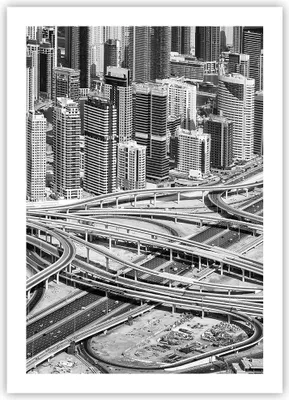 Produktbild von Poster - Poster ohne Rahmen - Stadt Wolkenkratzer Autobahn - 50x70 cm - Wand Bild - Wanddeko - Wandbilder - Kunstposter - Wandposter - Bilder - Kunstdruck - Wanddekoration - Wandbild - P2XPA50x70-5065