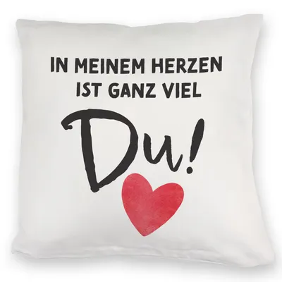 Produktbild von Herz Kuschelkissen mit Spruch In meinem Herzen ist ganz viel Du