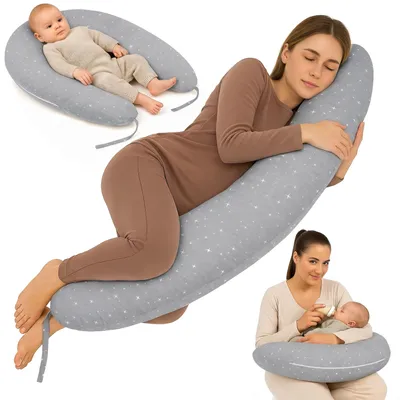 Produktbild von Totsy Baby Stillkissen XXL 190 cm Schwangerschaftskissen – Body Pillow Lagerungskissen Komfortkissen Pregnancy Pillow mit Bezug aus Baumwolle  – Galaxie, Größe Kissen 190 cm