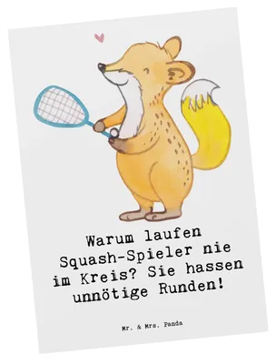 Produktbild von Mr. & Mrs. Panda Postkarte Squash Weisheit - Weiß - Geschenk, Sportler, Spieler, Taktik, Ansichtskarten, Postkarten, Sportgeist, Ansichtskarte, Geschenke, Teamsport