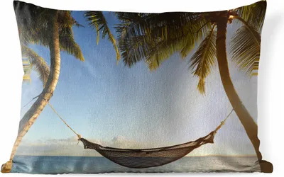 Produktbild von MuchoWow® Outdoor Kissen - Palmen - Hängematte - Himmel - 60x40 cm - Wetterfest - Lounge Kissen - Zierkissen - Kissen für Innenräume