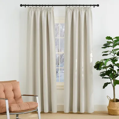 Obrázek produktu pro Záclony se stahovací šňůrkou, sada 2 kusů, termoizolační, světle béžové, rozměry 220 x 140 cm