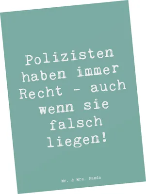 Produktbild von Mr. & Mrs. Panda Postkarte Spruch Polizist Humor - Meeresbrise - Geschenk, Recht haben, Dankbarkeit, Grußkarte, Geschenke mit Herz, Berufspassion, Postkarten, Schutz