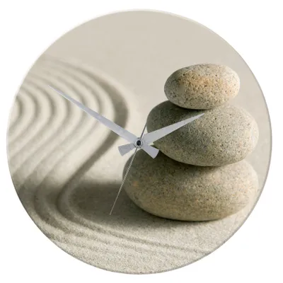 Produktbild von Wenko Wanduhr Uhr analog Gehärtetes Glas 37Ø Rund Design Motiv Sand & Stone