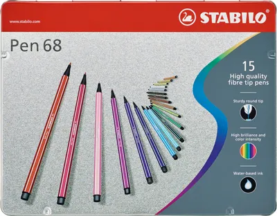 Produktbild von Premium-Filzstift - STABILO Pen 68 - 15er Metalletui - mit 15 verschiedenen Farben