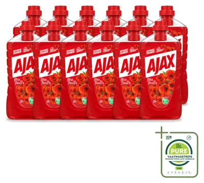 Produktbild von 12 x Ajax Fête des Fleurs Allesreiniger - Rote Blumen - 1000 ml - Großpackung - 12 Stücke