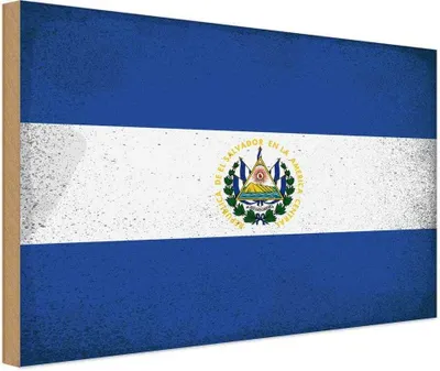 Produktbild von vianmo Holzschild 30x40 cm El Salvador Flagge Fahne Wappen