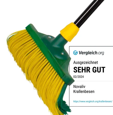 Produktbild von Novaliv Premium Krallenbesen mit Stiel 40cm, Spezialbesen gebogenen Borsten - Ideal als Gartenbesen, Kratzbesen, Kunstrasen Besen, Optimal für Camping, Straßenbesen, Kehrbesen