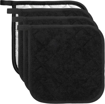 Produktbild von 4er Set Topflappen, quadratische rutschfeste Topflappen 20x20 cm, waschbar und hitzebeständig bis 550℉ mit Aufhängeschlaufe für die Küche
