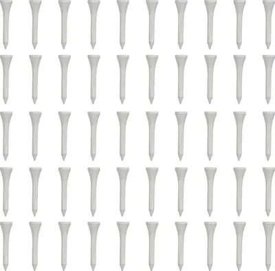 Immagine prodotto di porta tee da golf in legno d'acero da 50 pezzi, bianco, set base palline lunghe per sport all'aperto, 54 mm