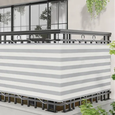 Produktbild von Möbel Balkonsichtschutz - Hellgrau - CLORIS Balkonsichtschutz Hellgrau und Weiß 90x200 cm,0.522 Kg - 613848