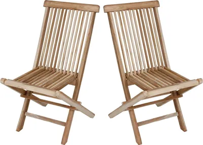 Produktbild von 2er Set Teak Klappstuhl Holzstuhl Stuhlset Garten Stuhl Stühle Gartenstuhl natur