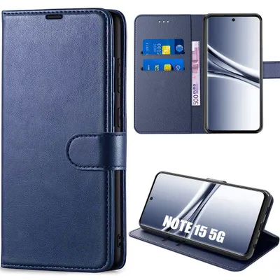 Image de Coque pour Xiaomi Redmi Note 15 5G/4G, Protection Anti-Rayures Antichoc Cuir Synthétique Bleu Foncé
