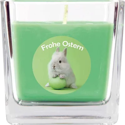 Produktbild von Frohe Ostern Duftkerze im Bonbonglas - viele Motive zur Auswahl, - Brenndauer bis zu 110 Std