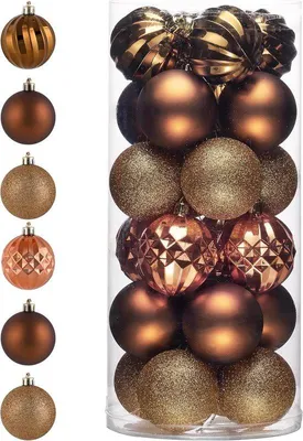 Produktbild von Kunststof Kerstballen Set mit Hänger 24er 6 cm - Cadeaupakket - Bosland-Thema