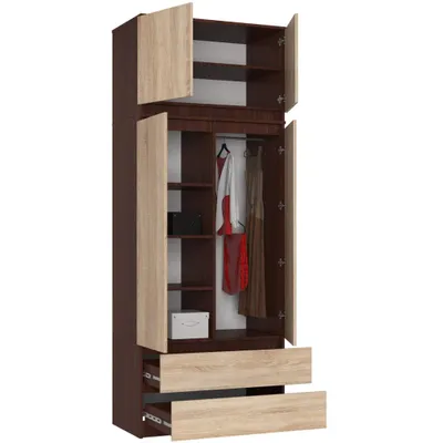 Produktbild von AKORD Furniture Factory SP0PSYSVENSONNADKOM0, Wenge, Garderobe, 6 Regale, 2 Tür(en), Matt, Drehtür
