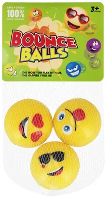 Produktbild von Gummiball 4 cm, 3 Stück, Smileys, MEGA CREATIVE 567847