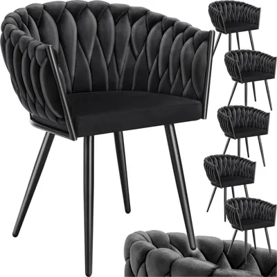 Produktbild von Set Esszimmerstuhl Astano Samt, Knotendesign - schwarz, 6er Set