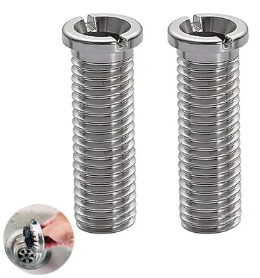 Obrázok produktu pre Hohlový skrutka pre sitový ventil umývačky, nerezová oceľ, 45 mm, strieborná, 2 kusy