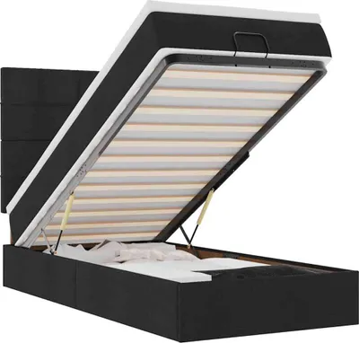 Immagine prodotto di vidaXL Ottoman letto con materasso nero 90x200 cm in tessuto