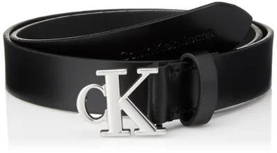 Zdjęcie produktu dla Pasek damski Calvin Klein Mono Plaque, szerokość 30 mm, wykonany ze skóry, kolor czarny. Długość: 115 cm